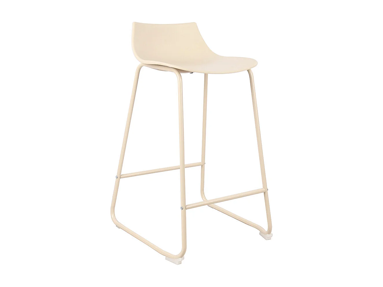 Lamer - Lot de 4 chaises de bar en plastique et métal H66cm - Beige