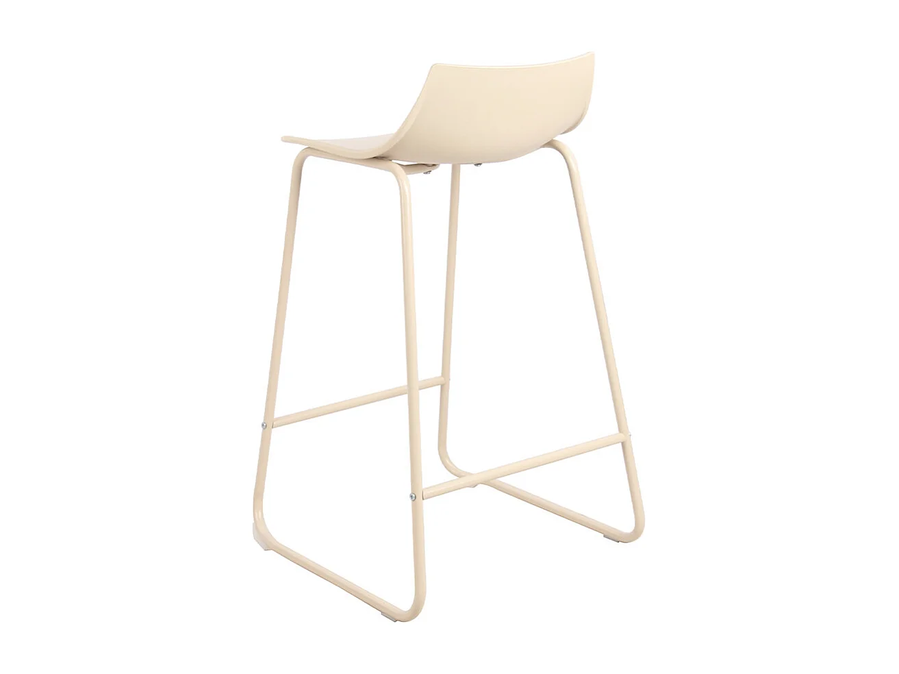 Lamer - Lot de 4 chaises de bar en plastique et métal H66cm - Beige