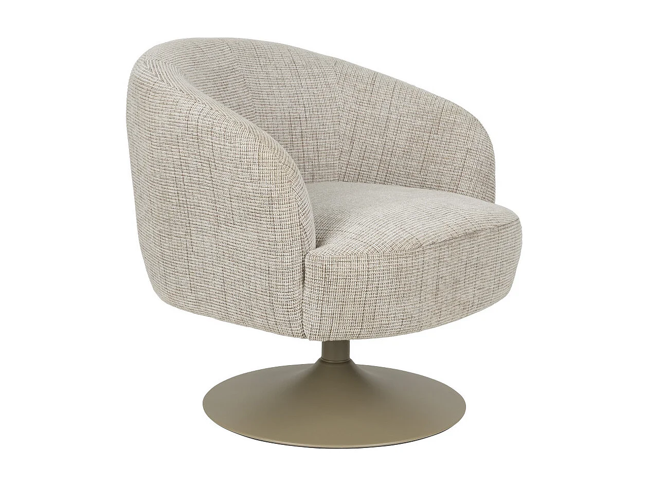Renate - Fauteuil pivotant en tissu et métal - Taupe