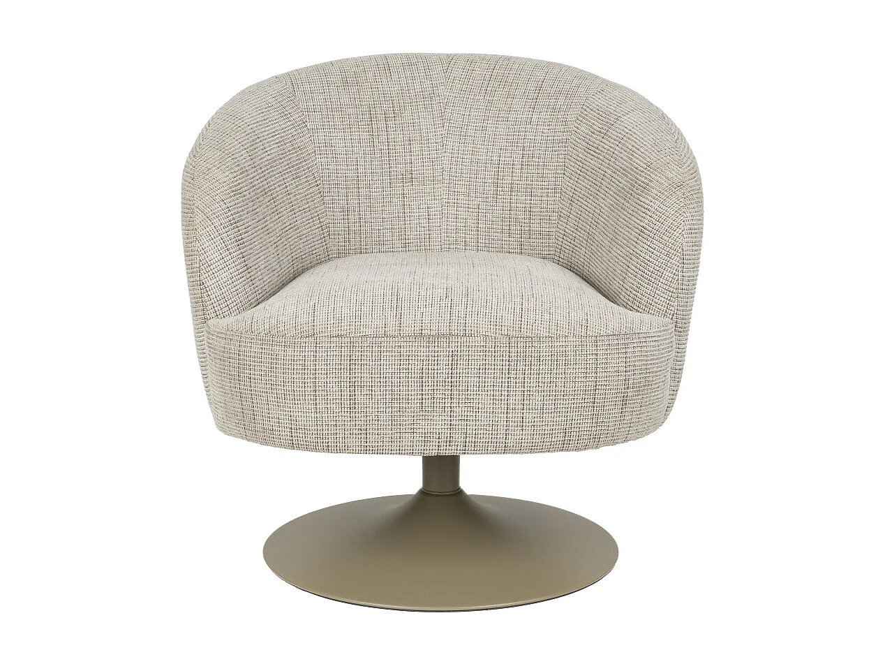 Renate - Fauteuil pivotant en tissu et métal - Taupe