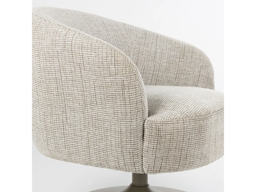 Renate - Fauteuil pivotant en tissu et métal - Taupe