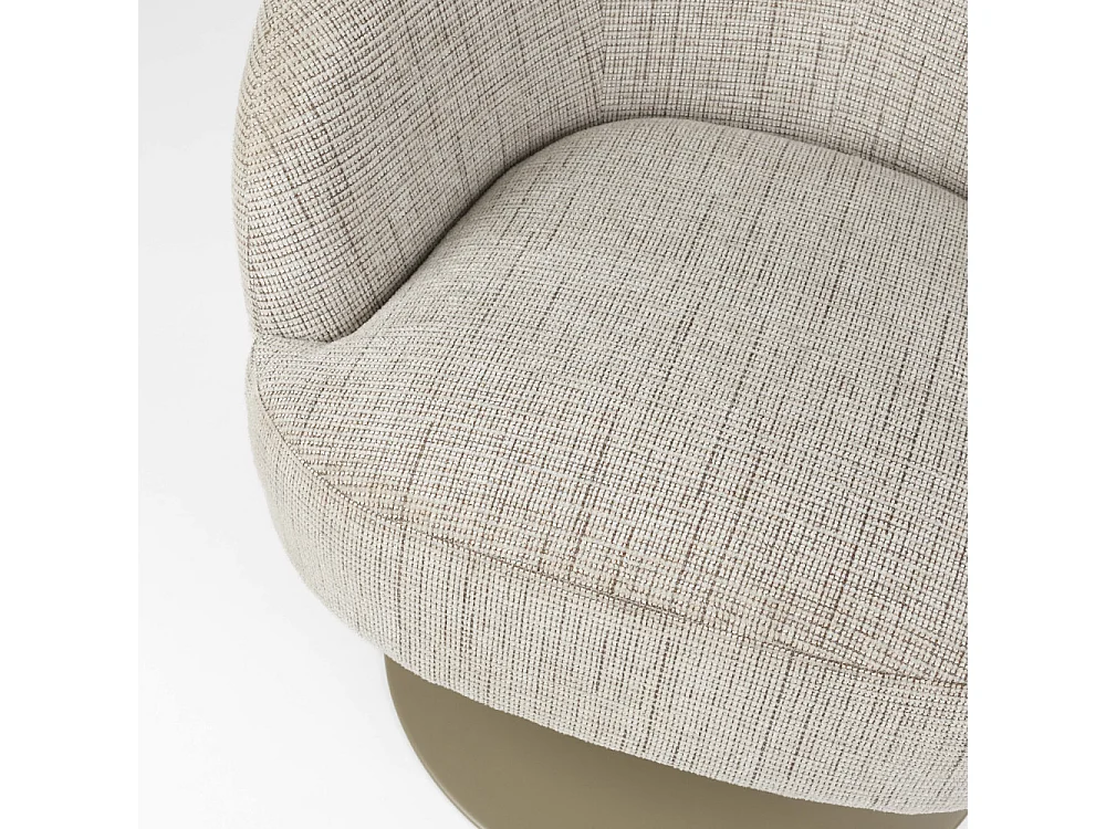 Renate - Fauteuil pivotant en tissu et métal - Taupe