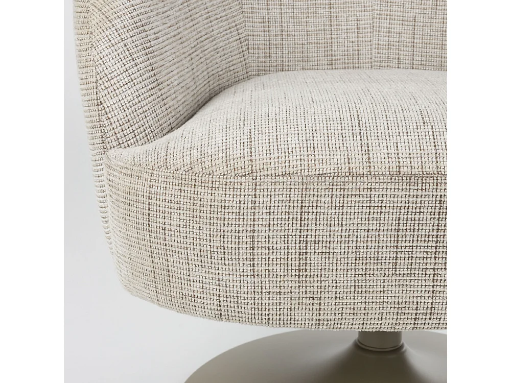 Renate - Fauteuil pivotant en tissu et métal - Taupe