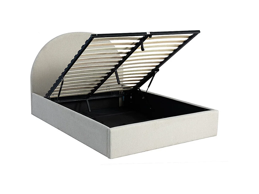 Backo - Lit coffre en tissu 140x190cm - Écru