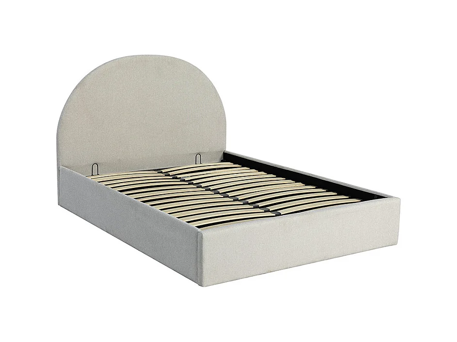 Backo - Lit coffre en tissu 140x190cm - Écru