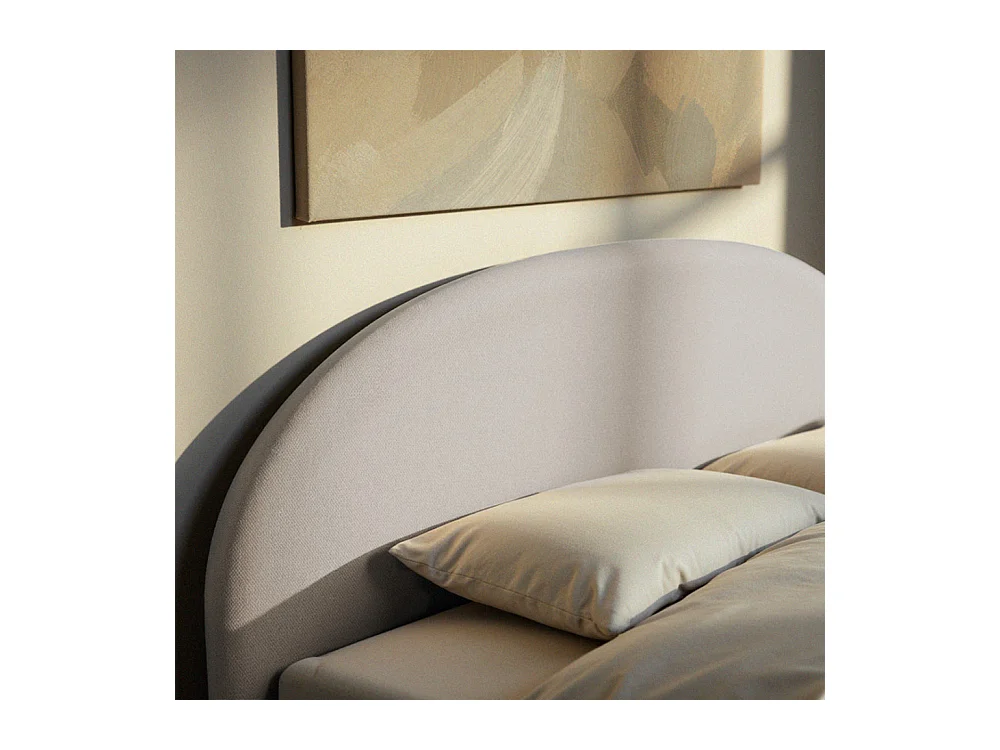 Backo - Lit coffre en tissu 140x190cm - Écru