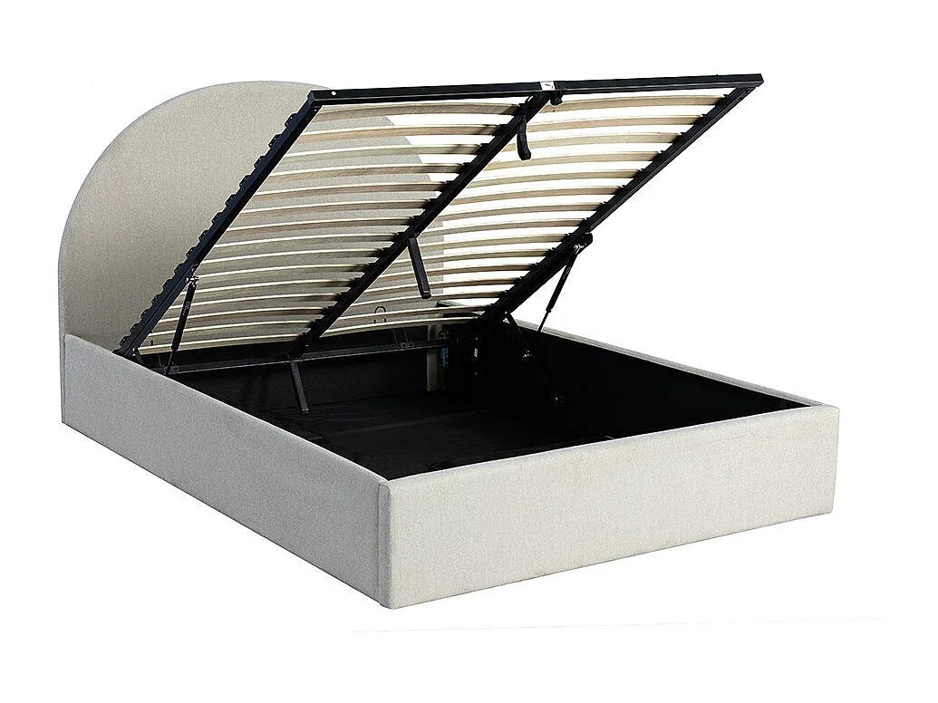 Backo - Lit coffre en tissu 140x190cm - Écru