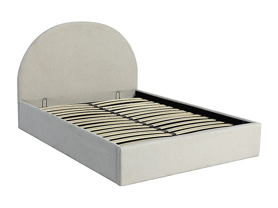 Backo - Lit coffre en tissu 140x190cm - Écru