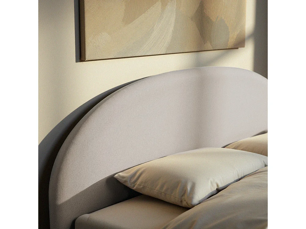 Backo - Lit coffre en tissu 140x190cm - Écru