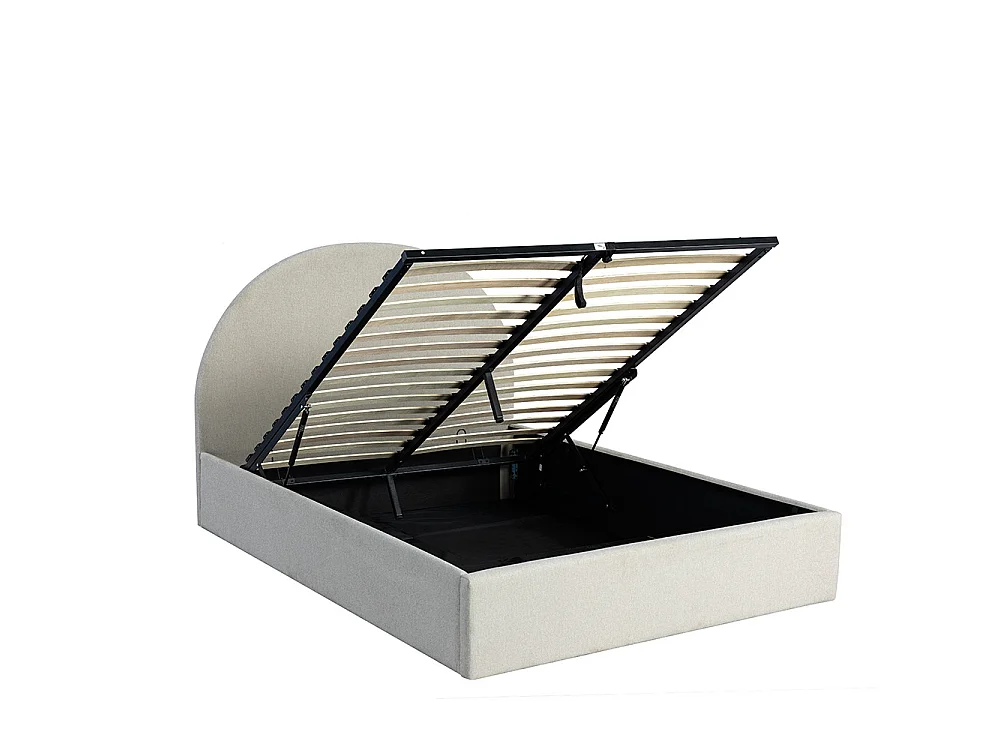 Backo - Lit coffre en tissu 140x190cm - Écru