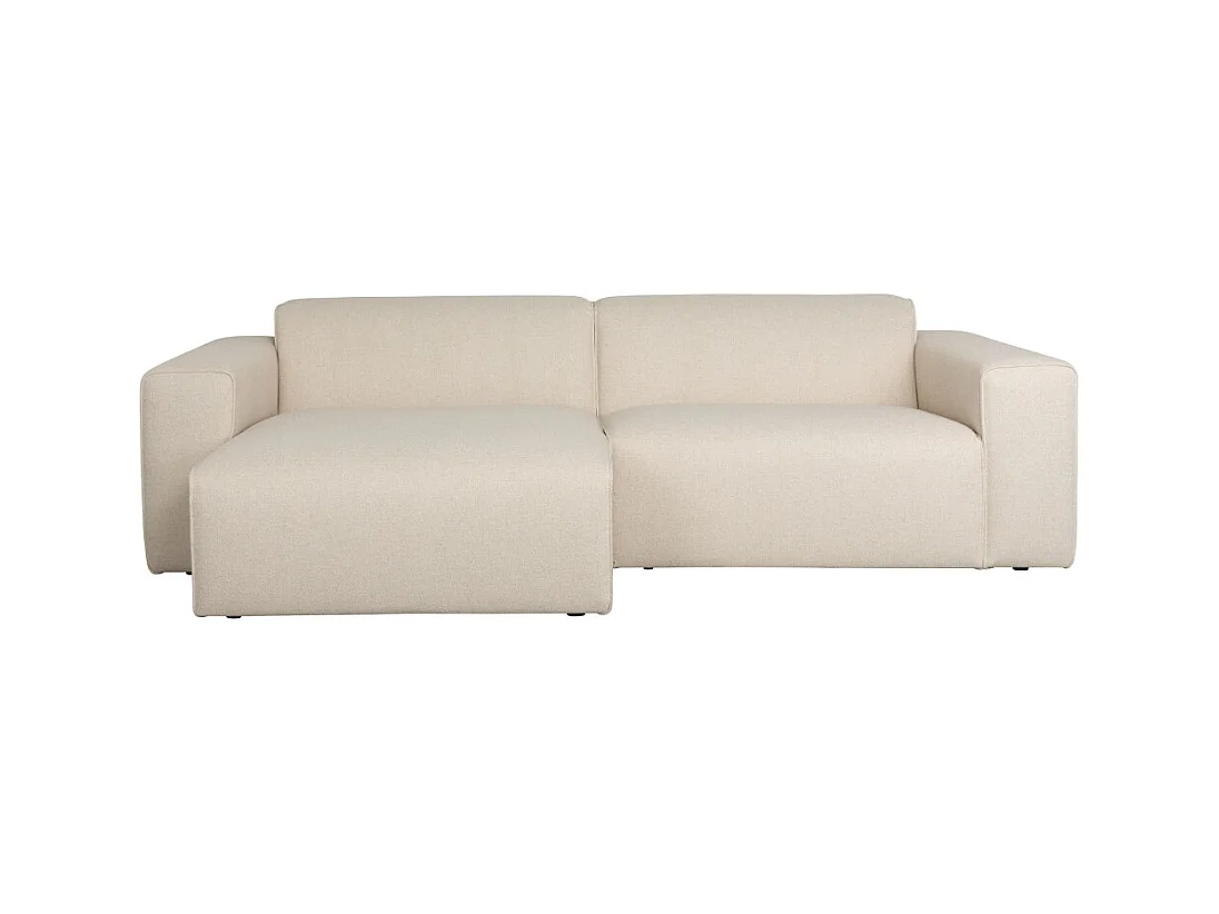 Milka - Canapé d'angle gauche 3 places en tissu - Beige