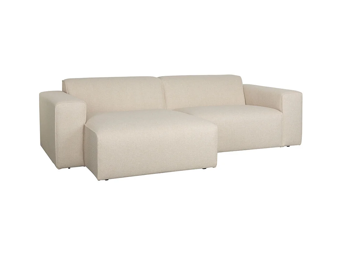 Milka - Canapé d'angle gauche 3 places en tissu - Beige