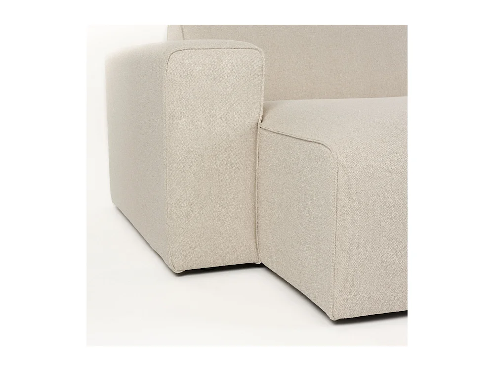 Milka - Canapé d'angle gauche 3 places en tissu - Beige