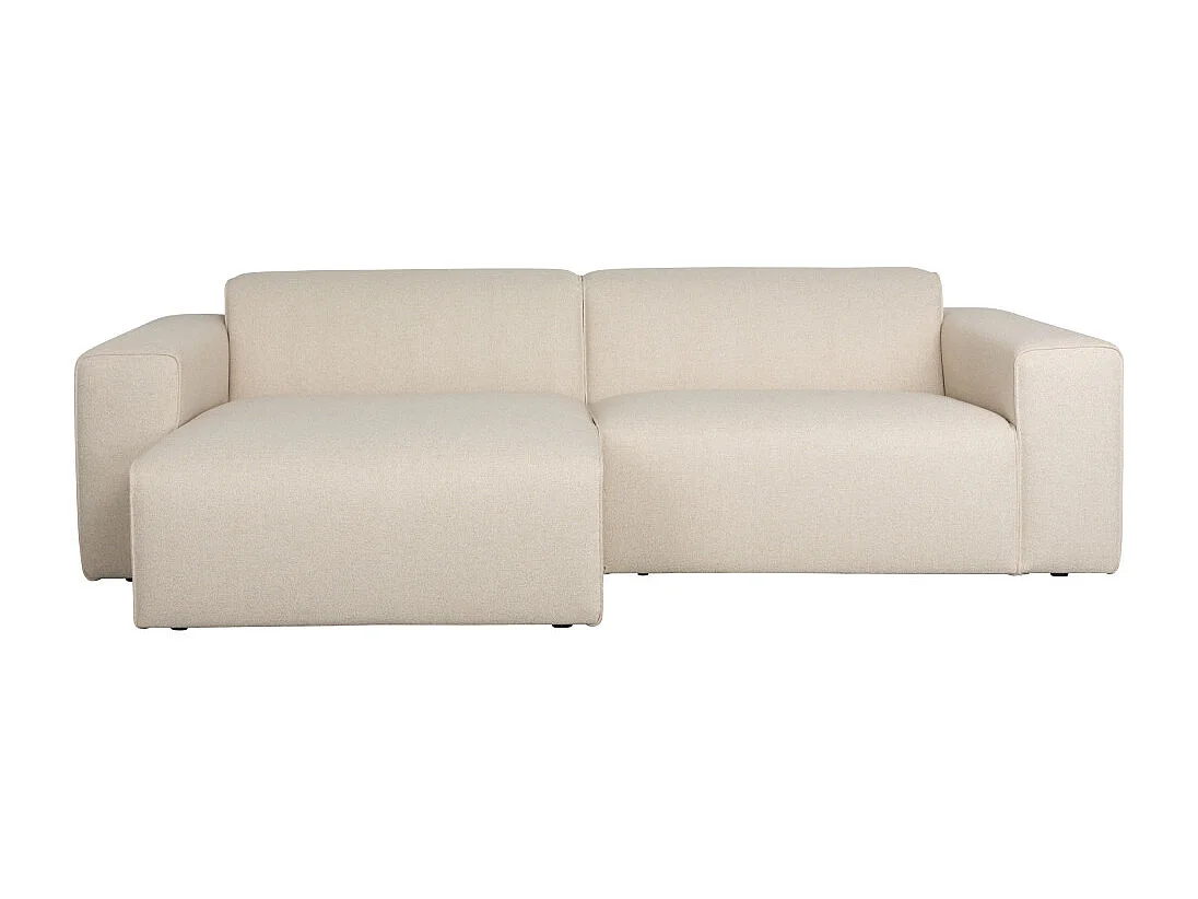 Milka - Canapé d'angle gauche 3 places en tissu - Beige