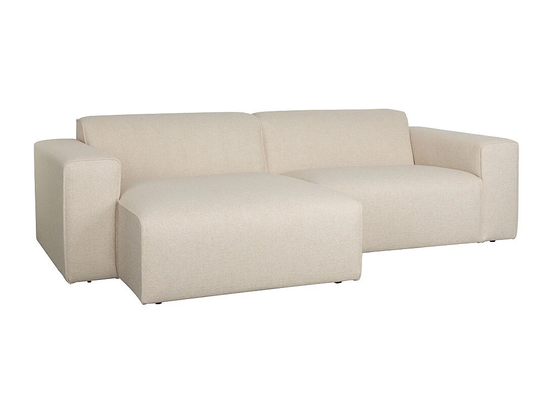 Milka - Canapé d'angle gauche 3 places en tissu - Beige