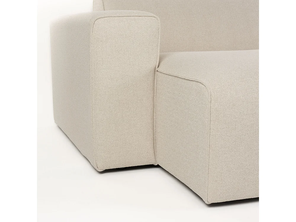 Milka - Canapé d'angle gauche 3 places en tissu - Beige