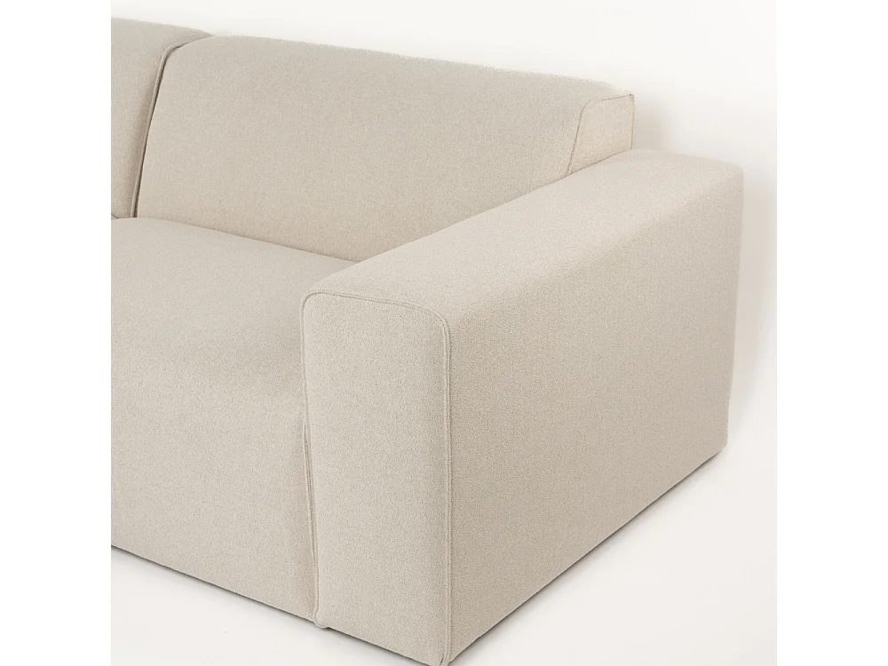 Milka - Canapé d'angle gauche 3 places en tissu - Beige