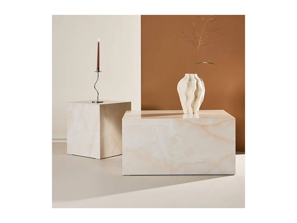 Table Basse Design "York" 80cm Jaune Clair