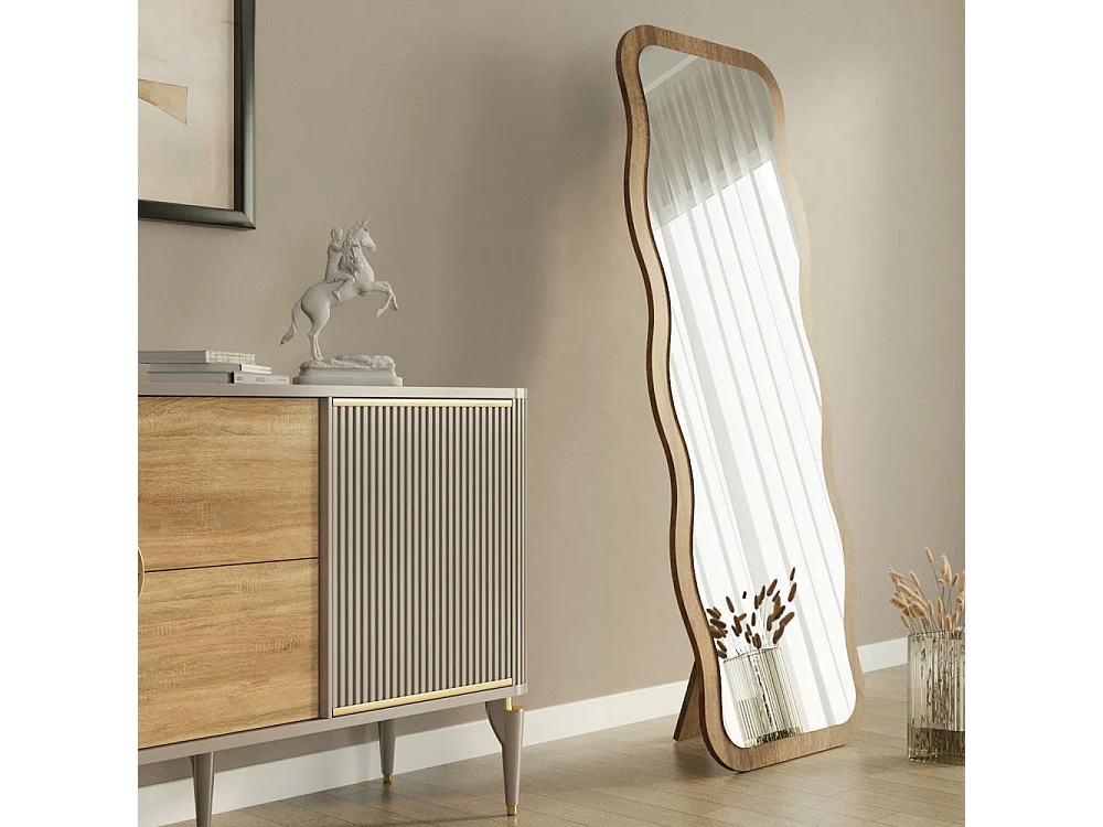 Espelho de Pé/Parede "Aror" - Flotal-E Ecológico em Nogueira 50x160 cm para Decoração Moderna