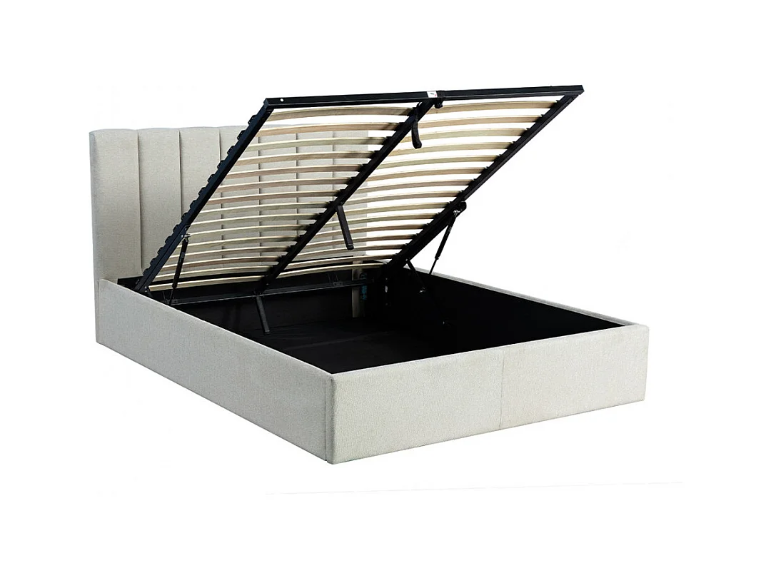 Lou - Lit coffre en tissu 140x190cm - Écru