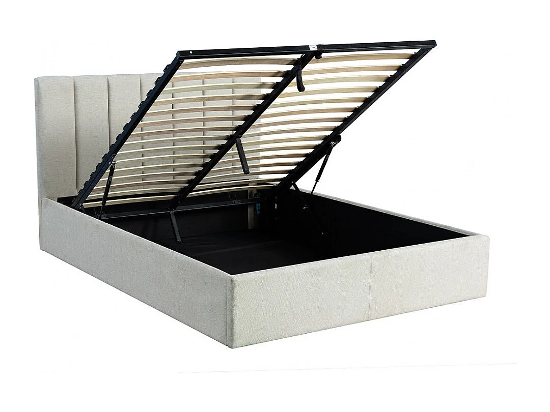 Lou - Lit coffre en tissu 140x190cm - Écru