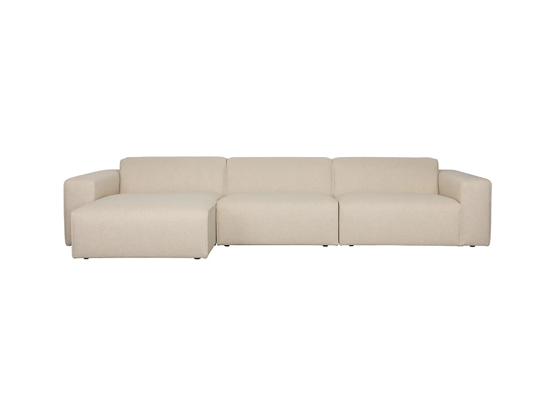 Milka - Canapé d'angle gauche 4 places en tissu - Beige