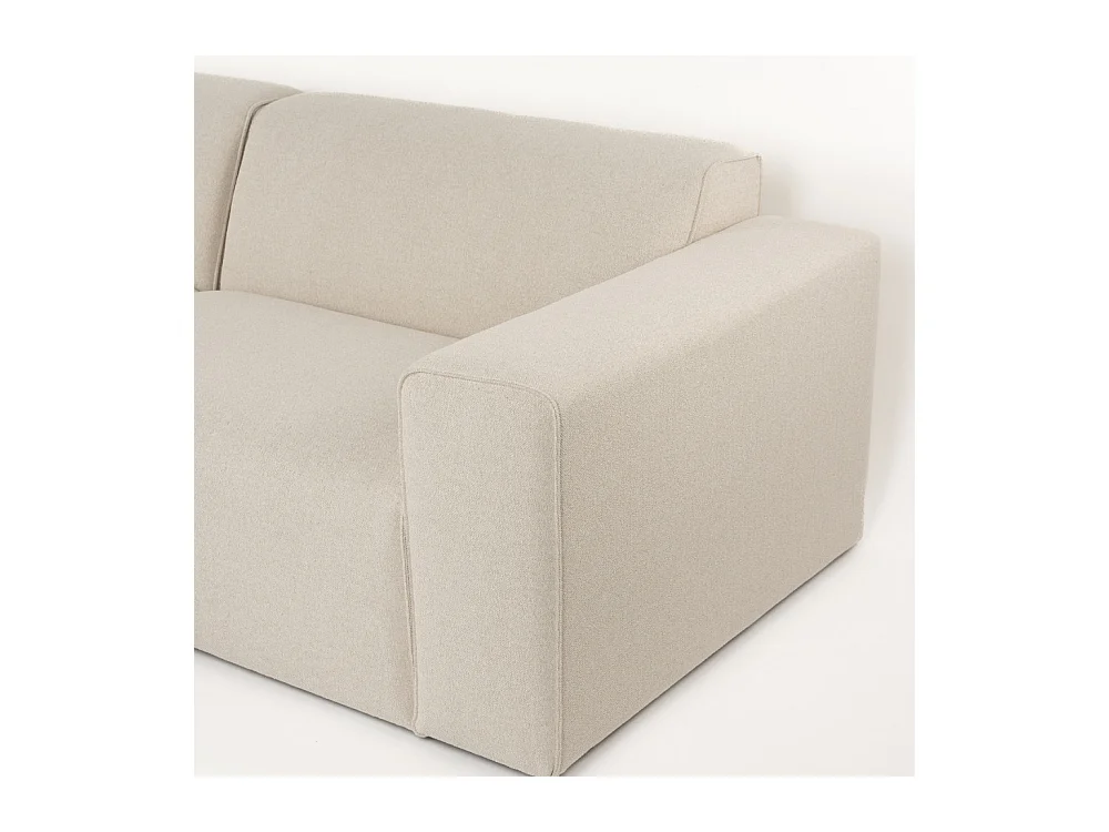 Milka - Canapé d'angle gauche 4 places en tissu - Beige