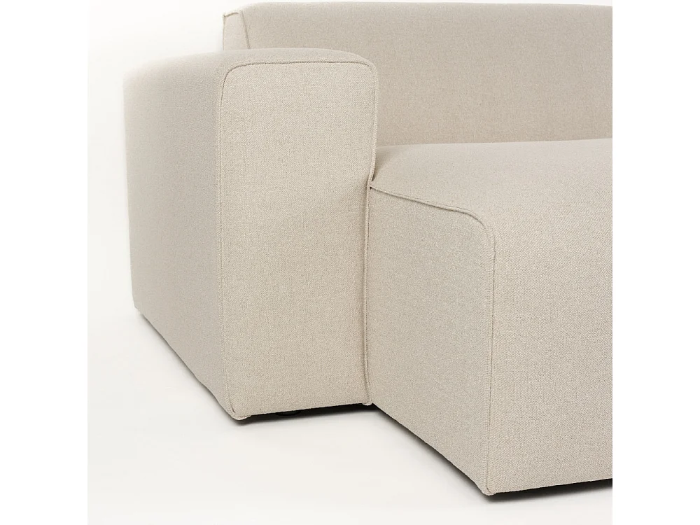 Milka - Canapé d'angle gauche 4 places en tissu - Beige