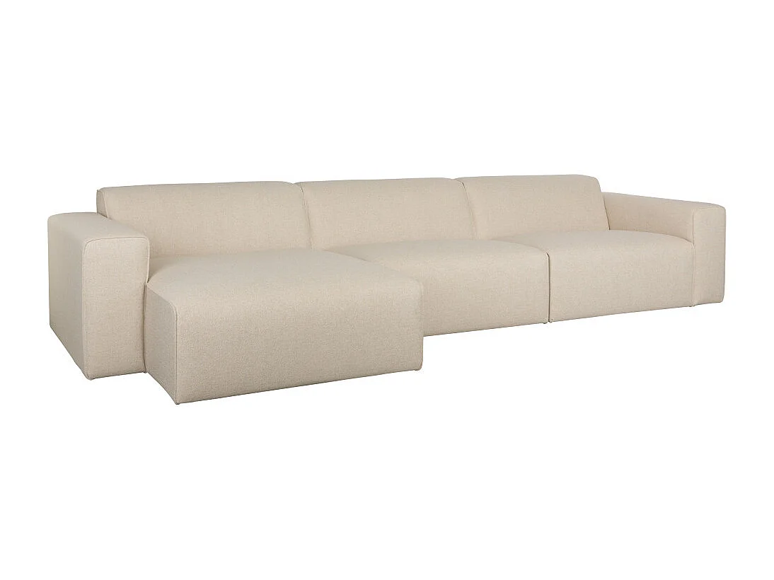 Milka - Canapé d'angle gauche 4 places en tissu - Beige
