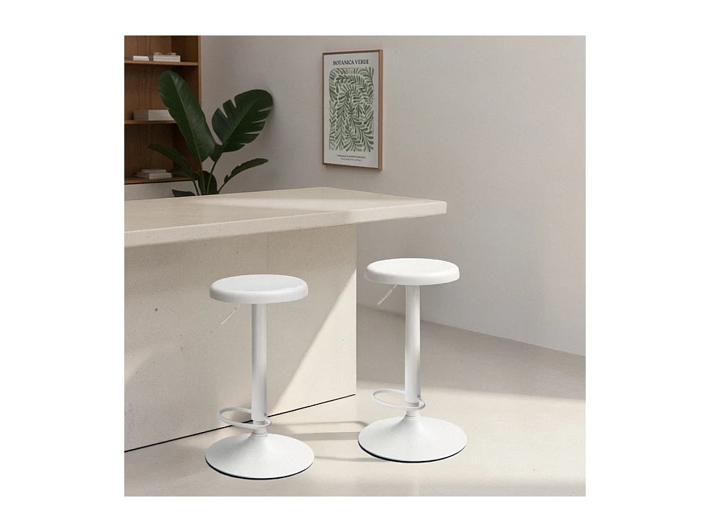 Pop - Tabouret de bar réglable en métal H60-81cm - Blanc