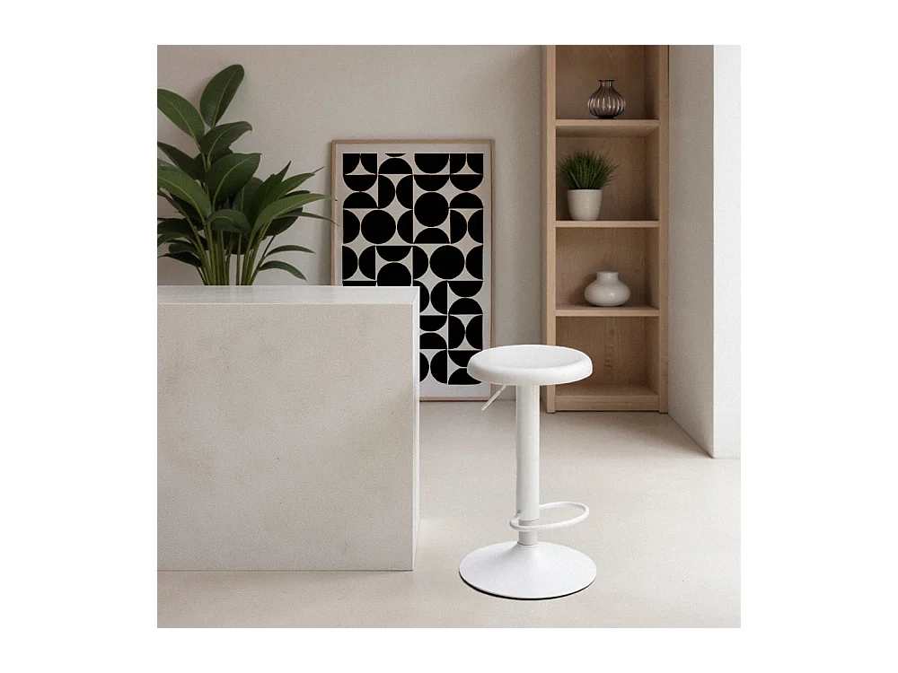 Pop - Tabouret de bar réglable en métal H60-81cm - Blanc