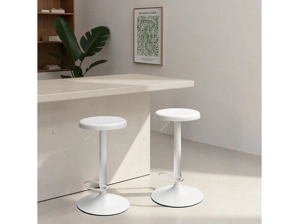 Pop - Tabouret de bar réglable en métal H60-81cm - Blanc