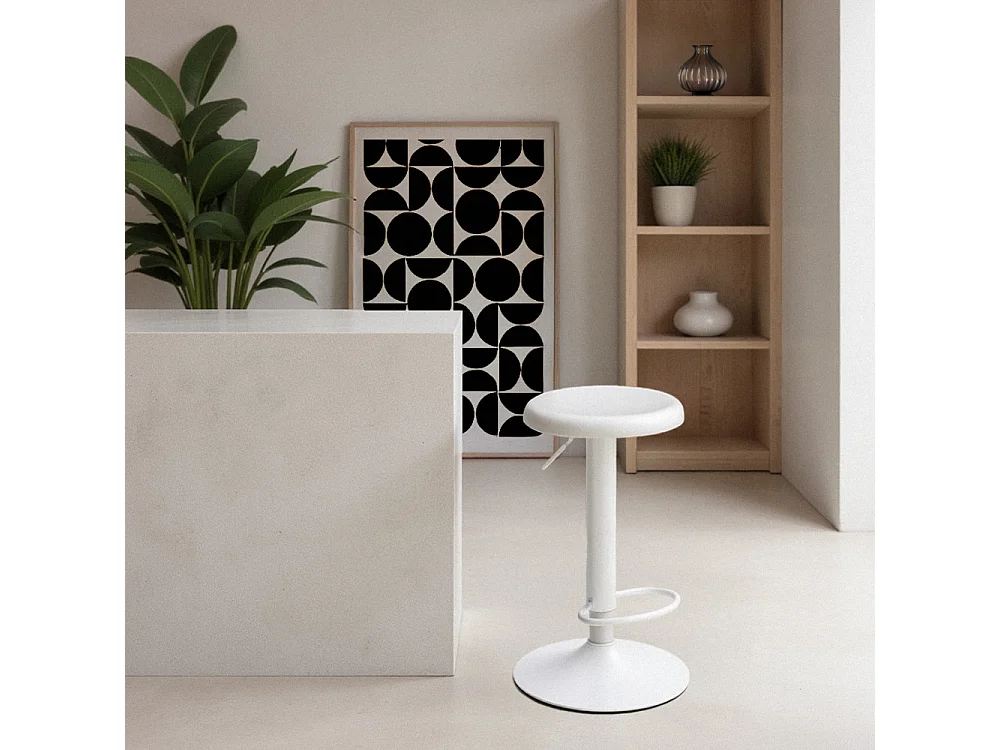 Pop - Tabouret de bar réglable en métal H60-81cm - Blanc