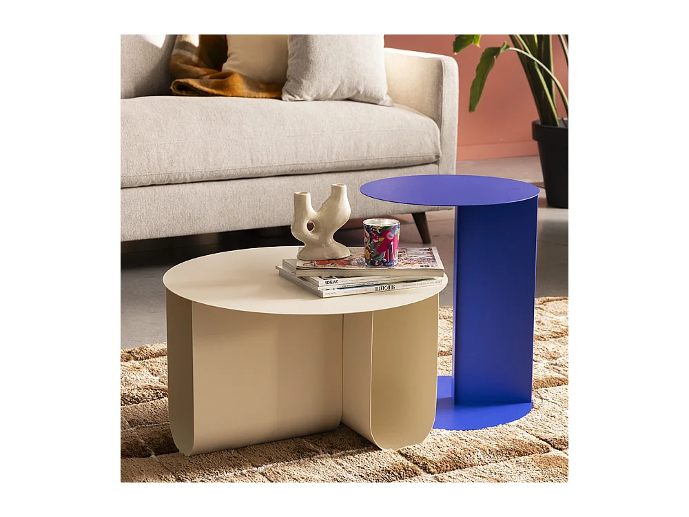 Blum - Table basse ronde en métal ø60cm - Beige