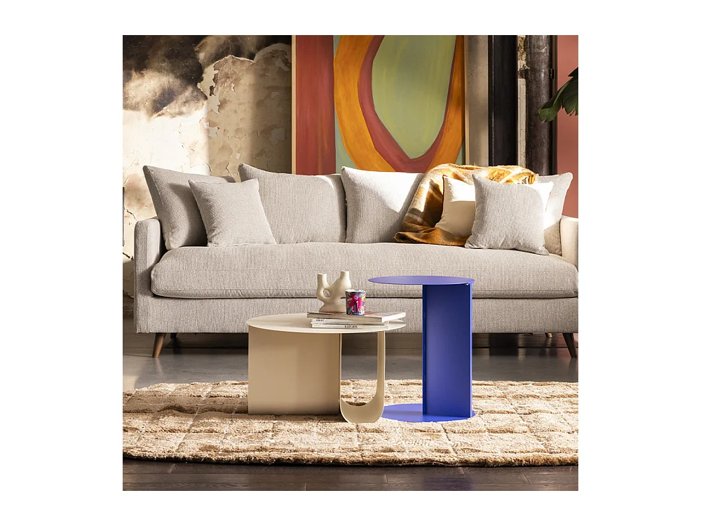 Blum - Table basse ronde en métal ø60cm - Beige