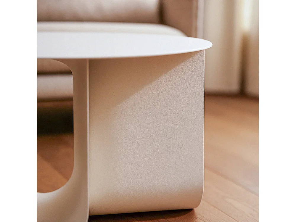 Blum - Table basse ronde en métal ø60cm - Beige