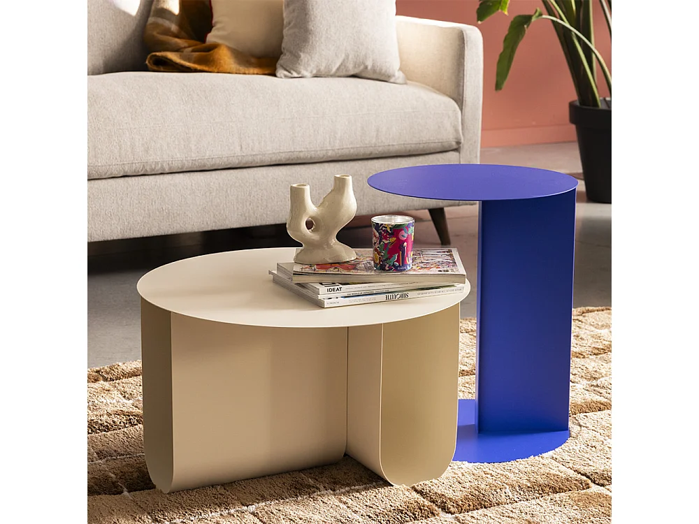 Blum - Table basse ronde en métal ø60cm - Beige