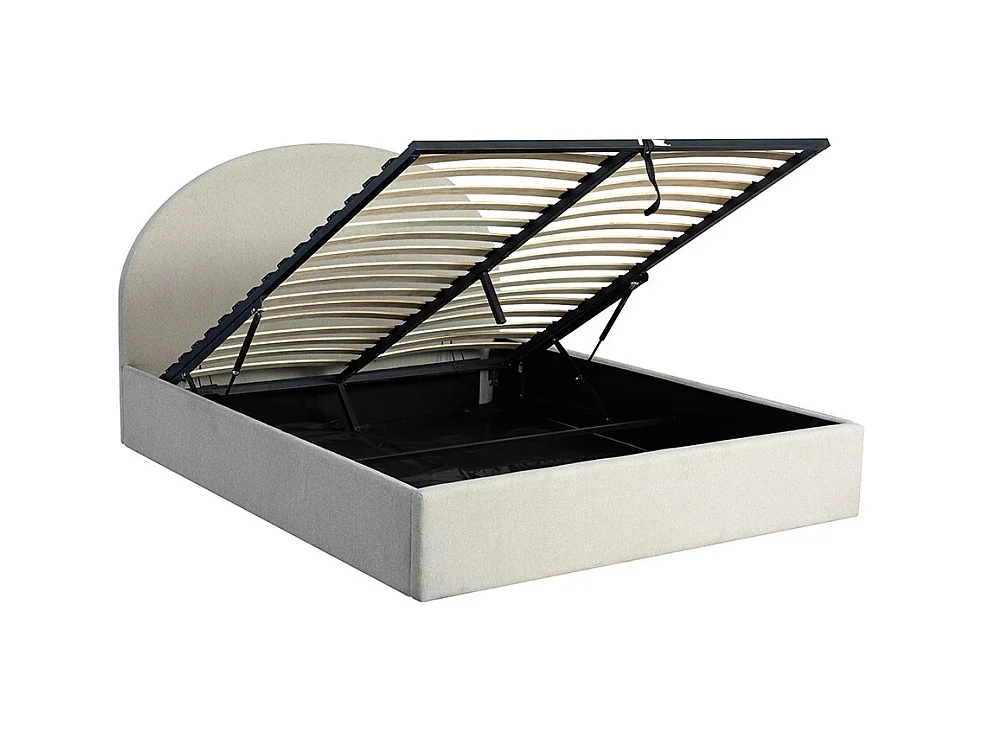 Backo - Lit coffre en tissu 160x200cm - Écru