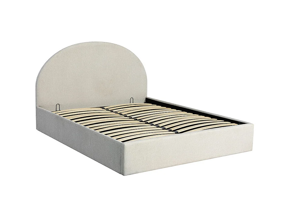 Backo - Lit coffre en tissu 160x200cm - Écru