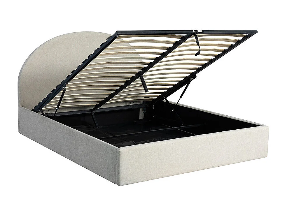 Backo - Lit coffre en tissu 160x200cm - Écru