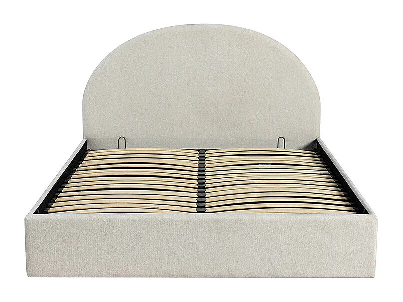 Backo - Lit coffre en tissu 160x200cm - Écru