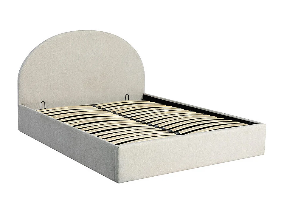 Backo - Lit coffre en tissu 160x200cm - Écru