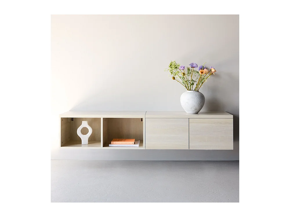 Meuble TV Mural "Nomi" 180cm Naturel