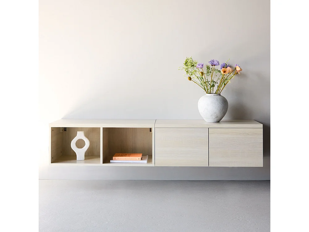 Meuble TV Mural "Nomi" 180cm Naturel