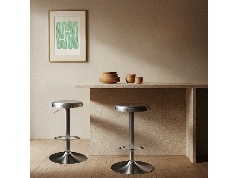 Pop - Tabouret de bar réglable en métal H60-81cm - Chrome