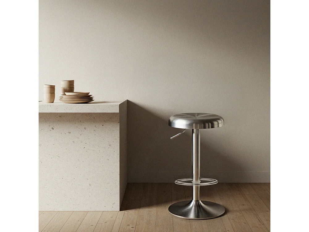 Pop - Tabouret de bar réglable en métal H60-81cm - Chrome