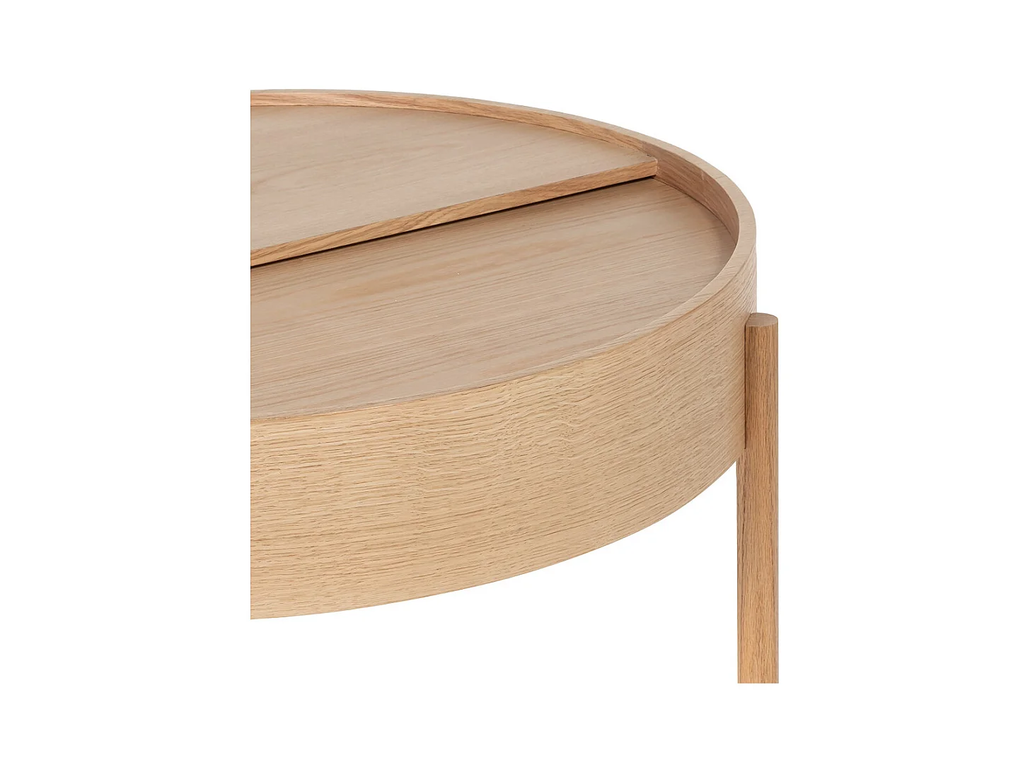 Gisele - Table basse ronde avec rangement en bois ø80cm - Bois clair