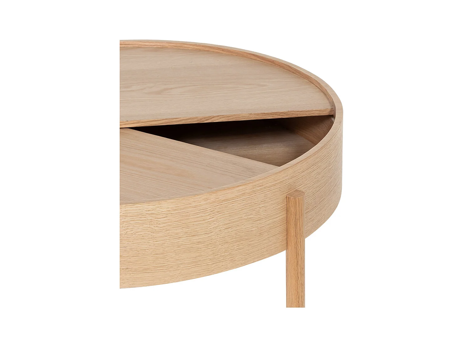 Gisele - Table basse ronde avec rangement en bois ø80cm - Bois clair