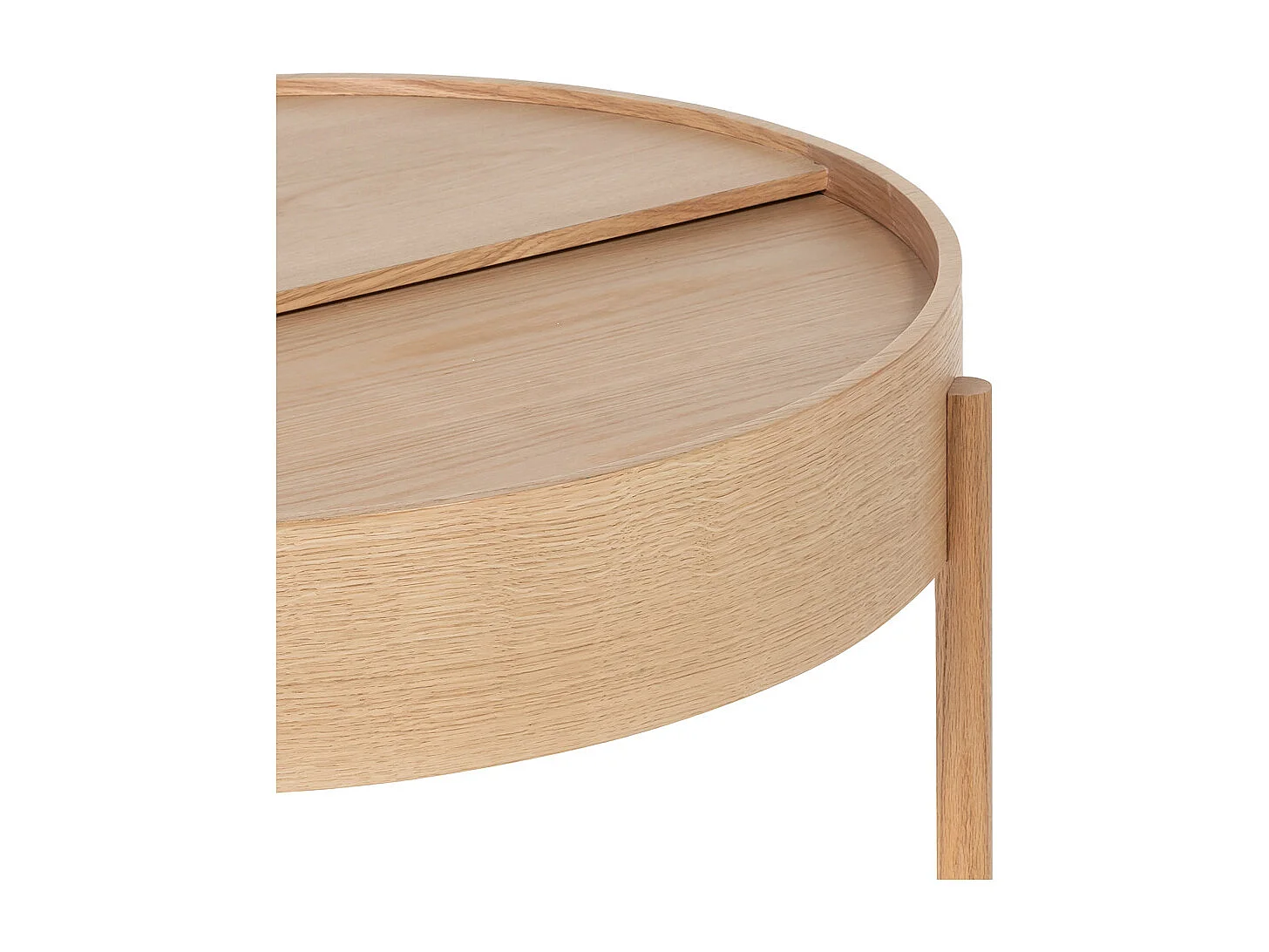Gisele - Table basse ronde avec rangement en bois ø80cm - Bois clair