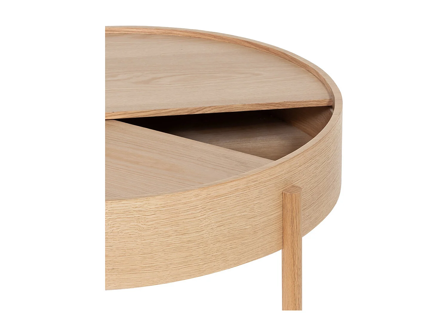 Gisele - Table basse ronde avec rangement en bois ø80cm - Bois clair